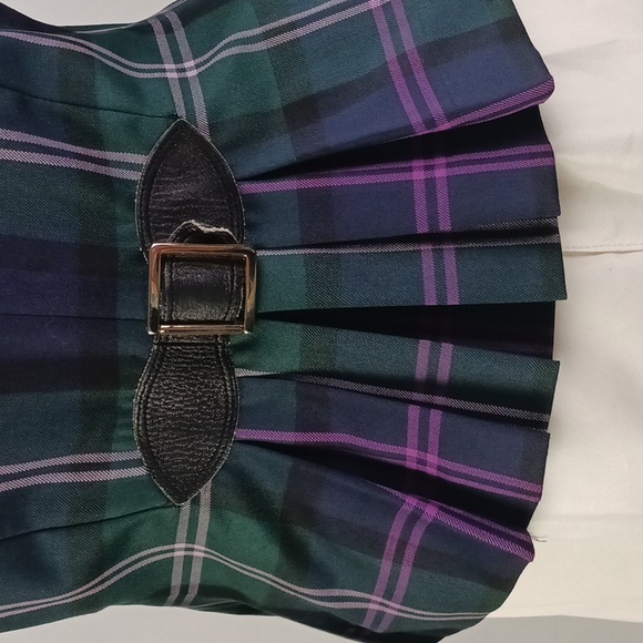 Escada Vtg Green Purple Plaid W Buckles Jacket. - Picture 6 of 8